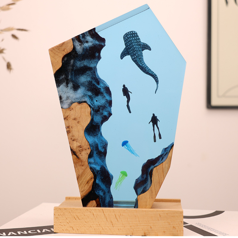 Resin Art For Wedding Gift - Żywiczna Ozdoba na Biurko: Wieloryb, Nurkujący,
