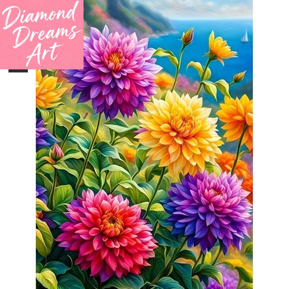 Resin Art Work - Bezramkowy obraz diamentowy, nowy kolor, kwiat,