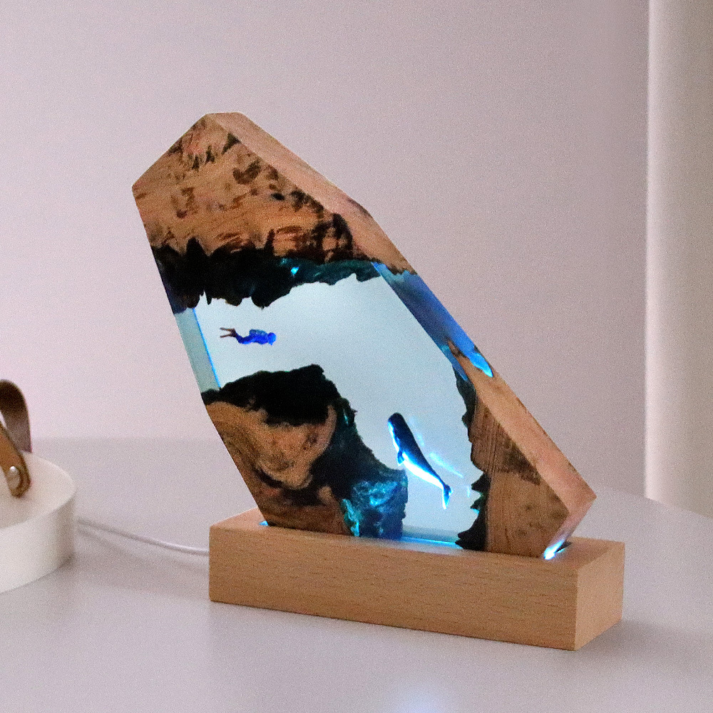Resin Art For Wedding Gift - Nowa Podwodna Jaskinia Wieloryb Nurkujący Dekoracja