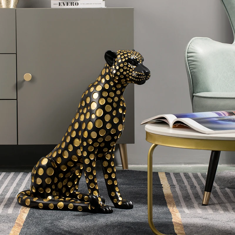 Resin Art In Floor - Dekoracja Domu Statua Leoparda Szklana Ozdoba