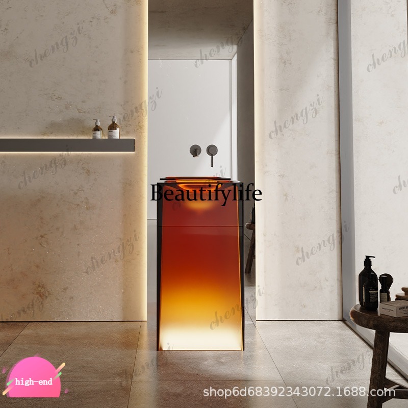 Resin Art In Floor - Kolumnowa umywalka z przezroczystej żywicy R134,